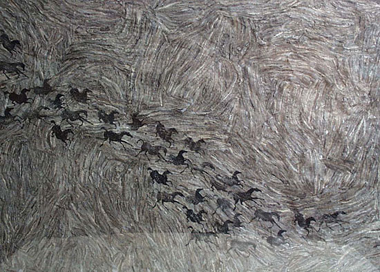 Cave Painted Paper Horse Herd
