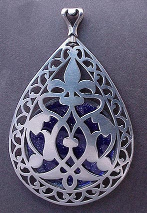 Persian Falconer Enamel Pendant Back